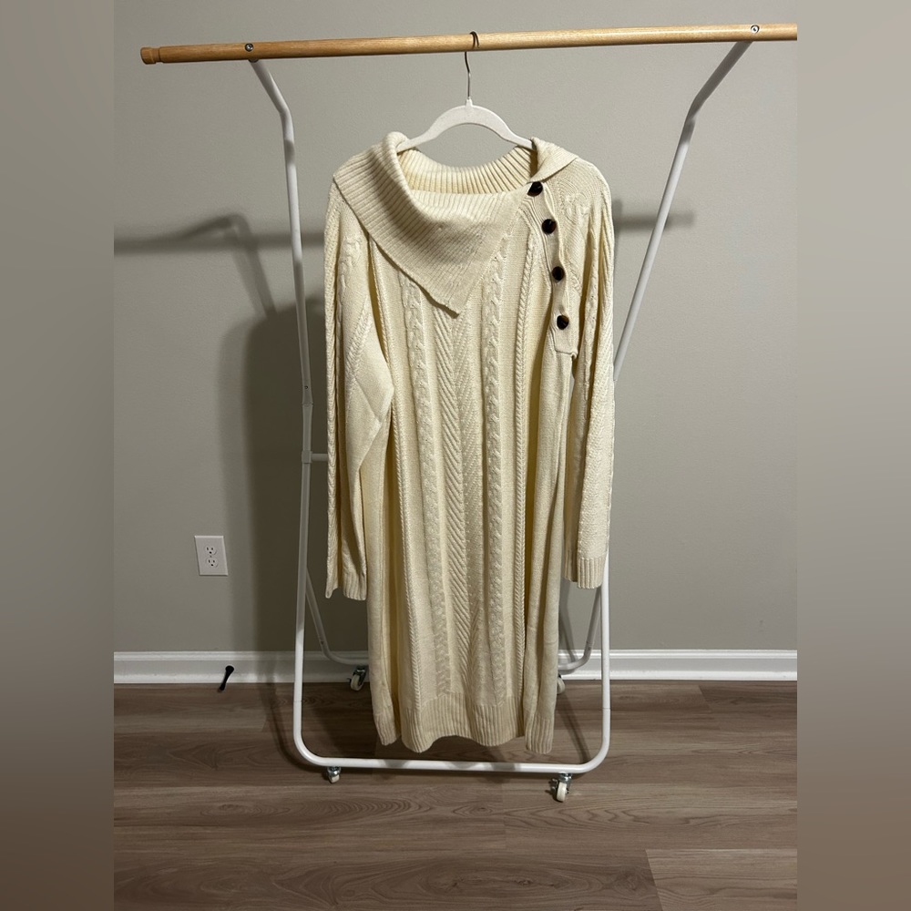 Never worn crème cowl neck sweater dress size 24